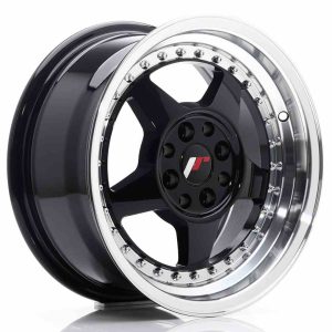 JR Wheels JR6 15×7 ET35 4×100/114 Glossy Black w/Machined Lip