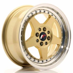 JR Wheels JR6 15×7 ET25 4×100/108 Gold w/Machined Lip