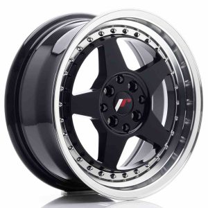 JR Wheels JR6 16×7 ET25 4×100/108 Glossy Black w/Machined Lip