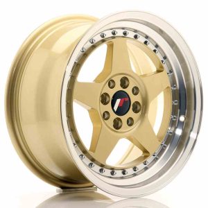 JR Wheels JR6 16×8 ET30 4×100/114 Gold w/Machined Lip