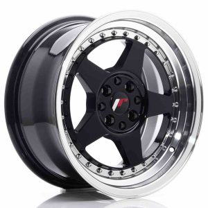 JR Wheels JR6 16×8 ET25 4×100/108 Glossy Black w/Machined Lip