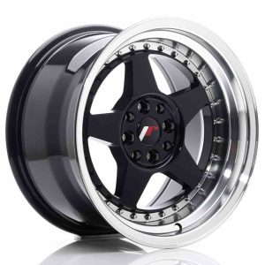 JR Wheels JR6 16×9 ET20 4×100/108 Glossy Black w/Machined Lip