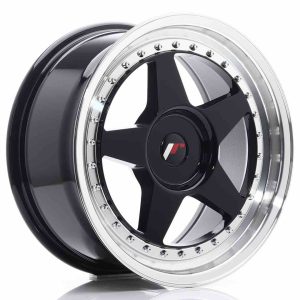 JR Wheels JR6 17×8 ET20-35 BLANK Glossy Black w/Machined Lip