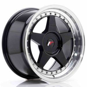 JR Wheels JR6 17×9 ET20-35 BLANK Glossy Black w/Machined Lip