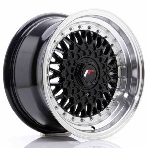 JR Wheels JR9 15×8 ET20 4×100/108 Gloss Black w/Machined Lip